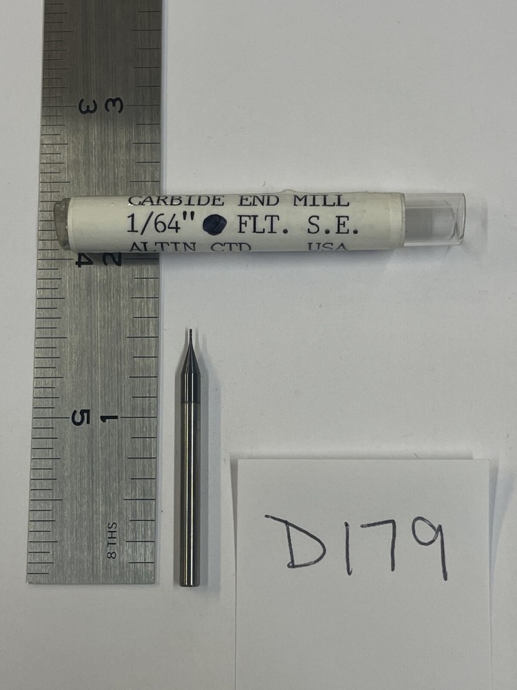 1 NEW USA 1/64″ DIAMETER CARBIDE ENDMILL 4FL SQ. ALTIN CTD. 1/16″ LOC (D179)