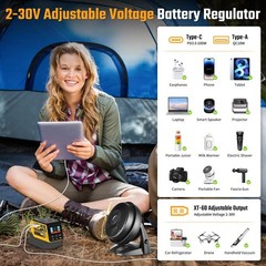 300W DC 2-30V Adjustable Voltage Regulator Compatible with Dewalt 20V Battery