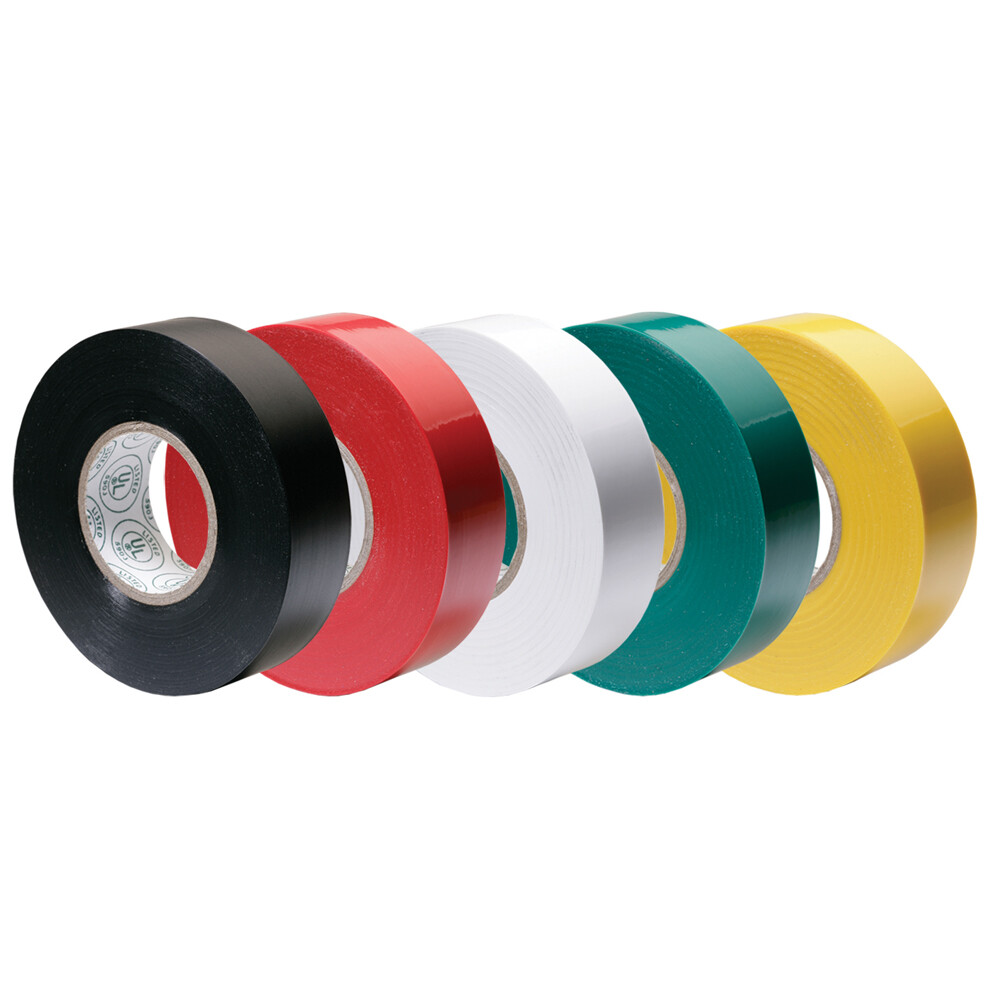 Ancor Premium Assorted Electrical Tape 1/2″ x 20′ Black Red White Green Yellow
