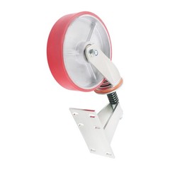 U-Shaped Bolts 8 Inch Gate Castor Wheels 800lbs 360 Degree Red Fence Gate Wheel