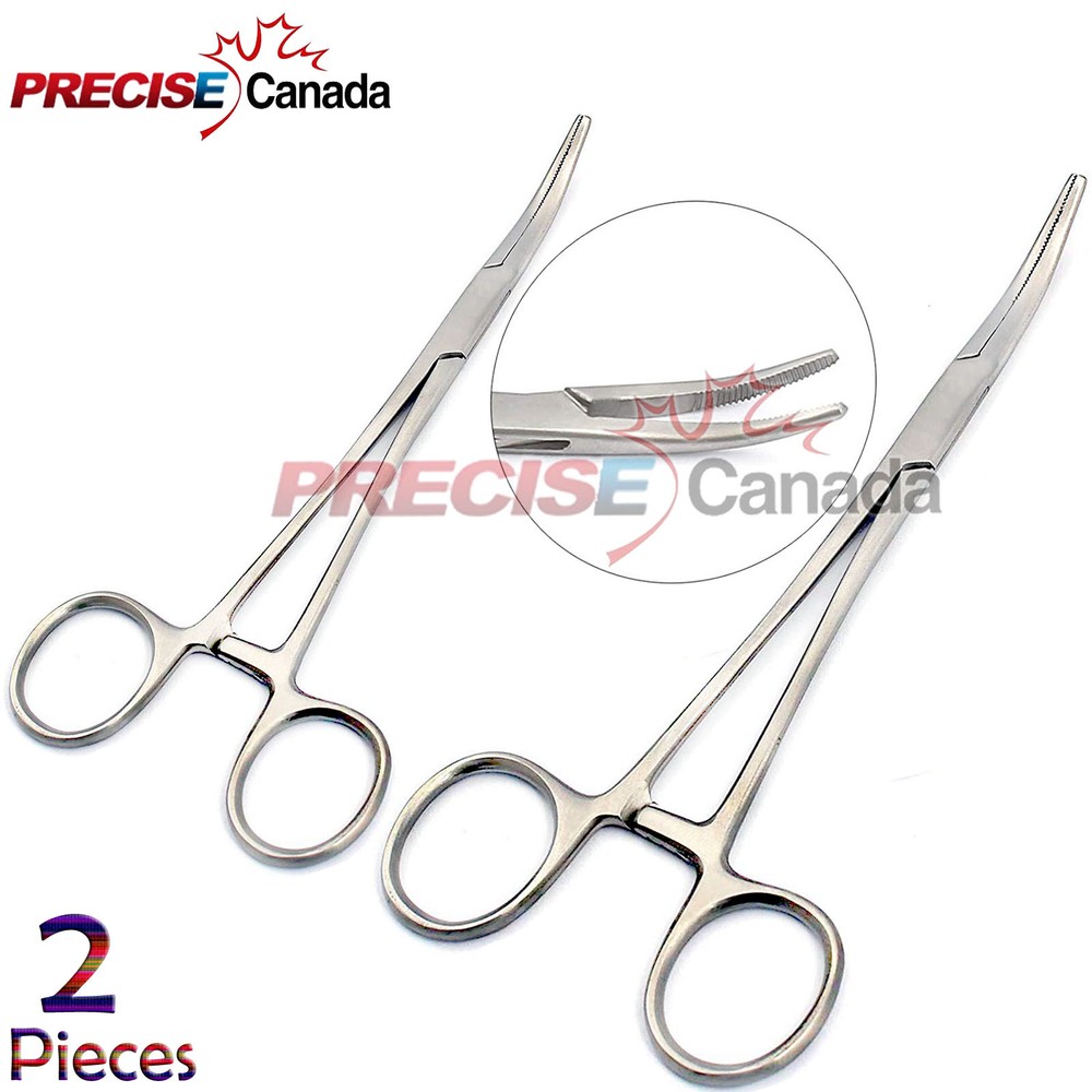 2 Kelly Hemostat Locking Forceps Curved 7″+8″ Surgical Instruments