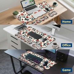 Keyboard Mouse Pad Set,Retro Flowers 31.5L x 11.8W inches, Retro