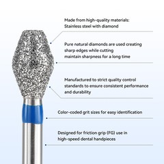 Up to 50pcs Dental FG Diamond Burs Barrer/Long Pear Shape fit High Spped Handpie