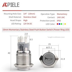 19mm 12V Momentary Speaker Horn Push Button Toggle Switch 3/4″ Mounting Hole …