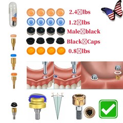 US Dental Locator Abutment Overdenture Retention Male Caps Inserts Metal Housing