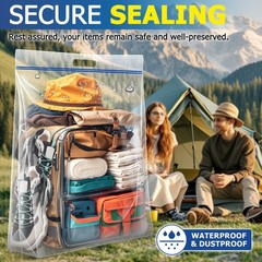 15 Gallon Large Storage Bags, 3.5 Mil Thick Clear Plastic Zipper Bags with Ha…
