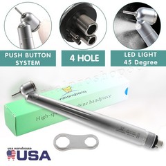 LED Dental Surgical Handpiece 45° Angle 4 Hole Midwest Rear Exhaust Impact Air