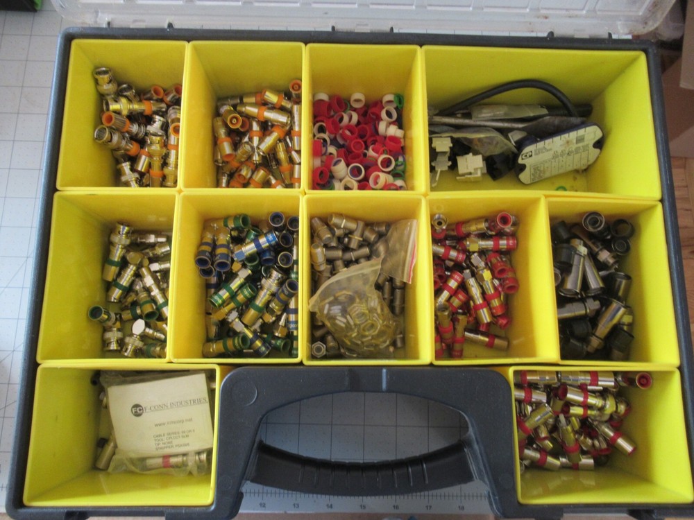 Stanley Organizer with F-CONN, DIGICON, and unmarked co-ax Connectors