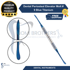 Dental Periosteal Elevator Molt # 9 Blue Titanium Coated Double Ended German