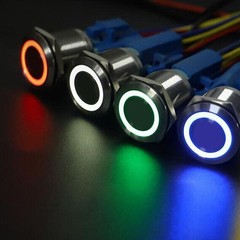 19mm 12V LED ON OFF Latching Push Button Switch Self-Locking Wire Socket Harness