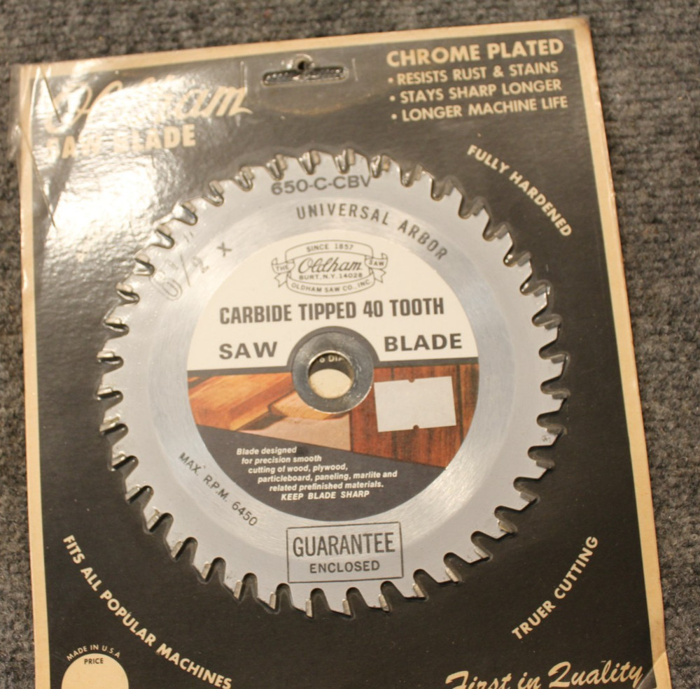 Oldham Circular 6-1/2″ Saw Blade Carbide Tipped 40 Tooth 650-C-CBV Sealed NEW