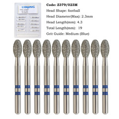 Zirconia Diamond Bur Dental Egg Football Round Ball FG 368 801 Medium Fine Grit