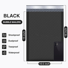 Bubble Mailers 10.5X16 Inch Black 25 Pack Poly Padded Envelopes Large #5 Mailing