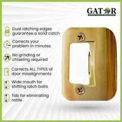 Gator Door Strike Plate with Screws, – 2-1/4″ by 1-3/4″ Universal Latch Re