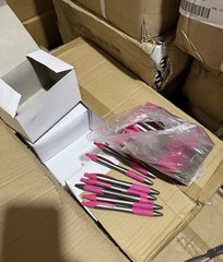 1000 Pink & Silver Retractable Click Ballpoint Pens with Rubber Grip Bulk Lot