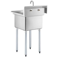 24″W x 24″L Stainless Steel One Compartment Commercial Utility Sink with Faucet
