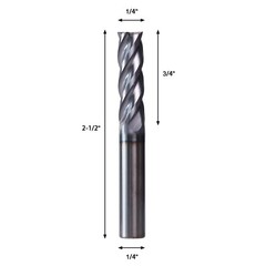 10Pcs 4 Flute 1/4″ x 3/4″ x 2-1/2″ End Mills Solid Carbide AlTiN COATED CNC Bit