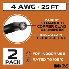 50 ft 4 Gauge Wire – 2 Pack 25ft Copper Clad Aluminum Primary Wire – 4 AWG He…