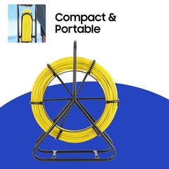 Fish Tape Puller Fiberglass 328ft/100m Ø 1/4″ Wire Cable Running Duct Rodder Kit