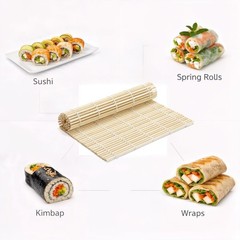 Bamboo Sushi Rolling Mat 9 x 9.375, Natural