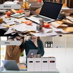 File Box for Hanging File Folders Collapsible Cardboard Box Filing Organizer