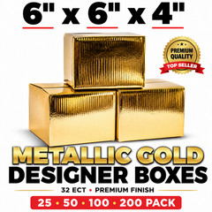 6x6x4 Metallic Gold Gift Boxes 32 ECT Designer Shipping Mailers