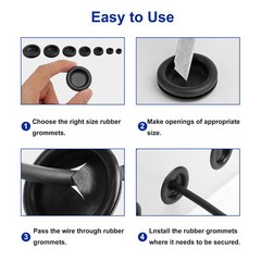 170PCS Rubber Grommet Firewall Hole Plug Electrical Wiring Gasket Assortment Kit