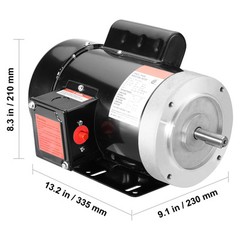 1HP Electric Motor 1725RPM AC115V/230V 56C Frame 1-Phase 5/8″ Keyed Shaft