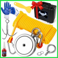 Magnet Fishing Kit 2625LB Double Sided Neodymium Fishing Magnet w Rope Hook Case