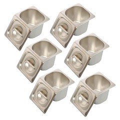 6 Pack 1/6 Size Hotel Pans Steam Table Pan Stainless Steel 6″ Deep W/Lids