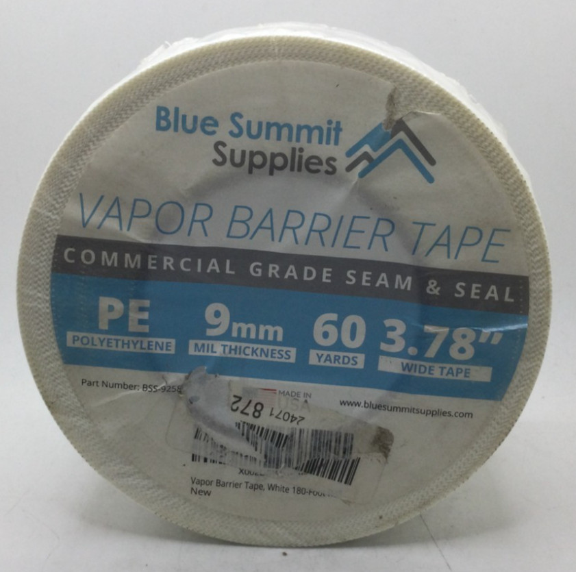 Blue Summit Supplies Vapor Barrier Tape, Commercial Grade Seam & Seal, White