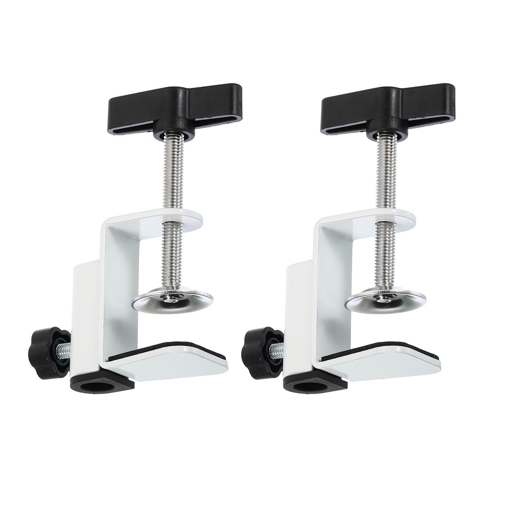 0.49″ Hole Dia Universal C-Clamp White Table Lamp Desk Clamp , 2Pcs