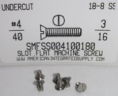 #4-40×3/16 Flat Head Slotted Machine Screws Stainless Steel (400)