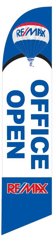 Windless Remax Open Office White Tall Advertising Feather Swooper Banner Flag