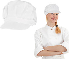 Chef Hat Adult Adjustable Elastic Baker Kitchen Cooking Cap, White, Women