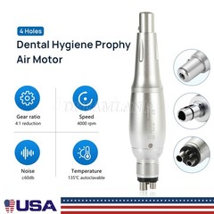 1-5 Dental Hygiene Prophy Handpiece Air Motor 4Holes 4:1 Nose Cone 360°Swivel