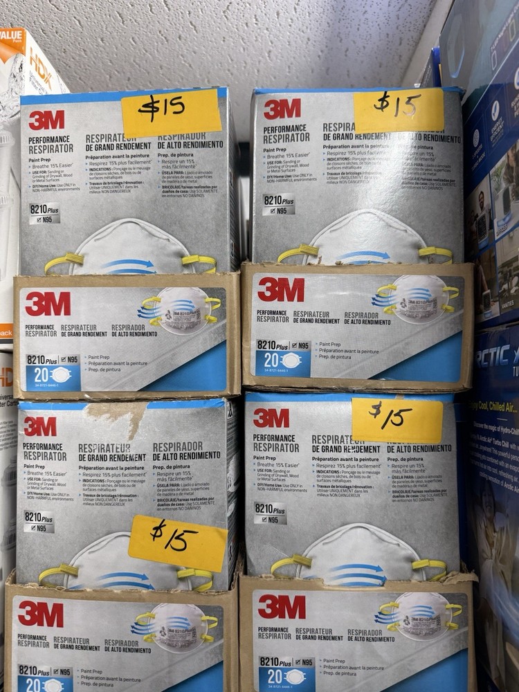 3M N95 8210 Plus Performance Respirator Masks Adult Size-SET OF 4 BOXES -80 Mask
