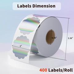 Holographic Thermal Labels 2” Flower Stickers for Thanks Card Logo Tag 400/Roll