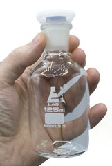 Eisco 125mL (4.2oz) Glass Reagent Bottle with Acid Proof Polypropylene Stopper