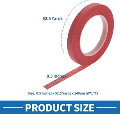 Painters Tape Easy Removal 0.5 Inches x 52.5 Yards Masking Master Tape Red