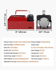 12V DC Fuel Transfer Pump – 10 GPM, Auto Shut-off, Portable, Tractor Use