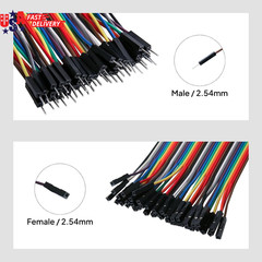120pcs Multicolored Breadboard Jumper Wires Kit 40Pin Male to Female Male to Mal