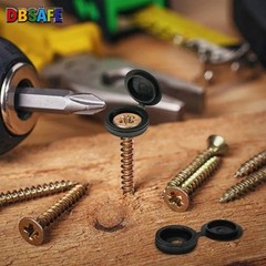 100 Pcs Black Hinged Screw Cover Caps – Snap Flip Tops w/ Washers Small