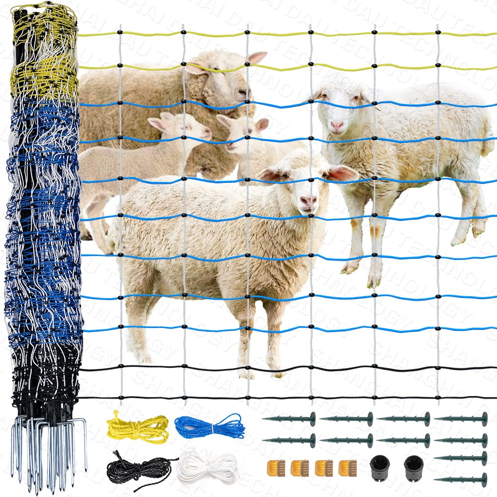 Portable Electric Netting Fence Mesh Kit Sheep Dog 49″H x 164’L with Posts Spike