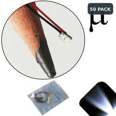 50 x 12v 0805 2012 Cool Clear White Micro SMD LED Pre-Wired Light Soldered Lead