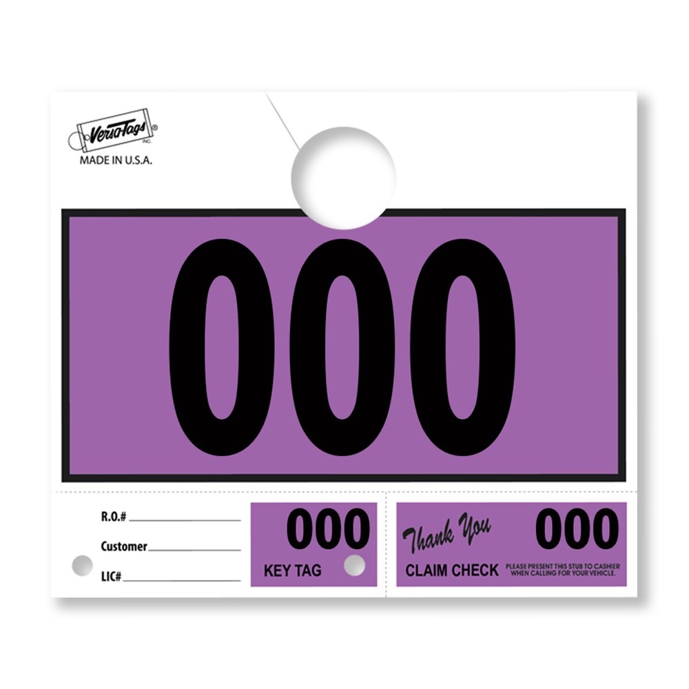 1000 Car Dealer Service Hang Tags Mechanic Repair Shop 3 Piece System – Purple