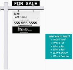 Vinyl PVC Real Estate Sign Post 6ft. Tall 4″x 4″x 72″ Realtor Yard Sign Post …