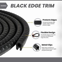 Edge Trim Black Small Fits Edge 1/16 to 1/8 Inch Length 10 Feet 3.05 Meter