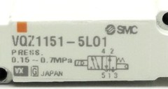 SMC VQZ1151-5L01 Solenoid Valve, 4 Way-5 Port, 24VDC Coil, 0.15~0.7MPa