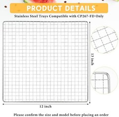 Baderke 13 x 12 Inches Dehydrator Trays fits CP267-FD – 4 Trays for Drying Fruit